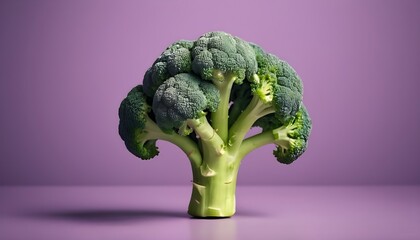 Broccoli on a color paper background. tone on tone. concept art. 