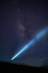 a man looking at Milky way Galaxy. A Meghalaya Night: Human Meets Milky Way