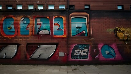 graffiti brick wall Generative Ai