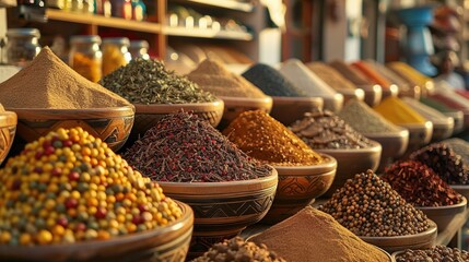 Arabic market full colorful spices and herbs. Generative AI. - Powered by Adobe