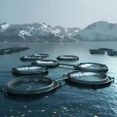 Foto op Canvas Emphasizing sustainable aquaculture and efficient ocean farming systems to nourish the future while protecting the earth. © Nawarit