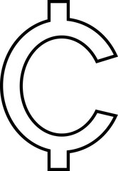 cent sign icon . Element of web icon with one color for mobile concept and web apps. Isolated on transparent background, cent sign icon can be used for web and mobile, flat style simple image.