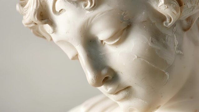 A marble statue with pale white tones and delicate s showcasing human beauty in its most timeless form. .