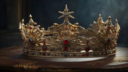 Fotobehang golden crown isolated on black © Raza Studio 