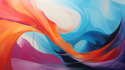 Flowing Waving Abstract with Vibrant Orange Blue Colors. Dynamic Illustration Background with Wavy Flow