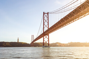 The 25 de Abril Bridge in Lisbon, Portugal, Europe