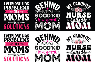 Obraz premium Mother's Day Typography Bundle T-shirt design. Mom Bundle T shirt.