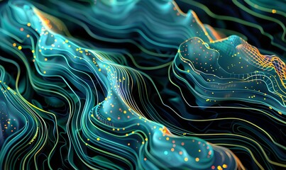 An abstract depiction of a stream, symbolizing artificial intelligence, big data, technology, AI, data transfer, data flow, large language models