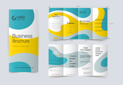Panel leaflet four fold brochure template modern elegant design
