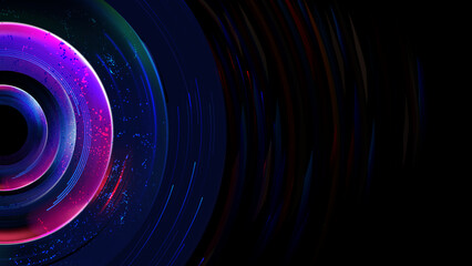 Dark neon circle surround aperture background
