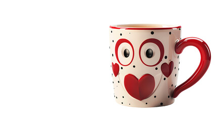 red cup with a heart isolated on white background