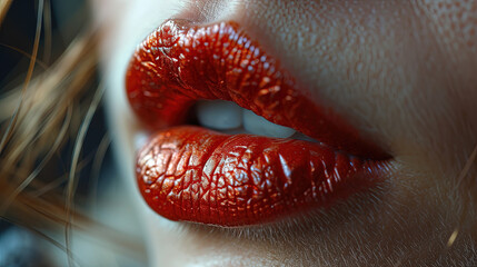 Gorgeous Women Red Lips With Red Lipstick