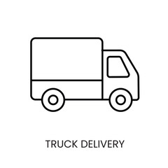 Delivery truck line vector icon with editable stroke