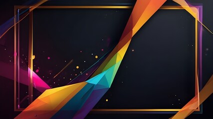 Artistic colorful frame with different elements over dark, vector abstract background art style bright shiny colors, geometric design Generative Ai