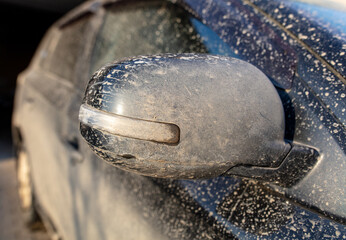 Dirt on the car mirror