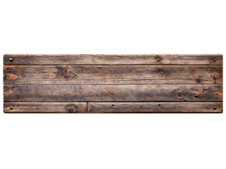 Rustic blank wooden sign on a transparent background. Old wooden plank signboard cut out with copy space.