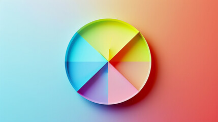 Fototapeta premium Different quarters of a rainbow spectrum create a clean, 3D segmented circle.