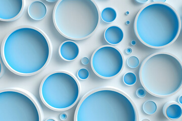 Geometric white and blue circle shape pattern, Abstract 3d background design