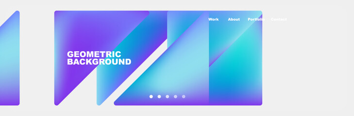 A white border surrounds a vibrant azure and electric blue geometric background, featuring rectangles and triangles. Perfect for display devices or office application software