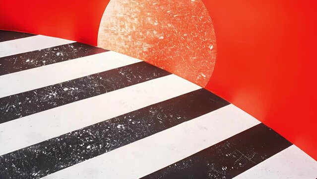 Striking Contrast The playful black and white stripes create a dynamic contrast against the bold red carpet perfectly highlighting . AI generation.