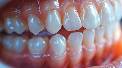 Animated scene of a dentist whitening teeth, extreme closeup on the application of gel - obrazy, fototapety, plakaty