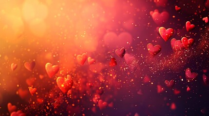 A romantic Valentines Day background with red and pink hearts
