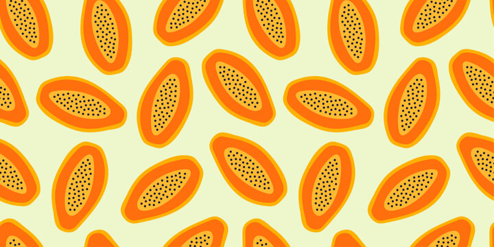 Vector seamless pattern with papaya