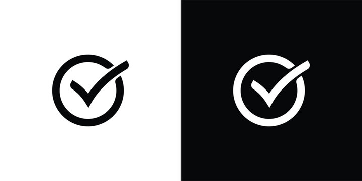 Check mark icon and black cross icon in circle approved symbol, Vector illustration, logo template design.