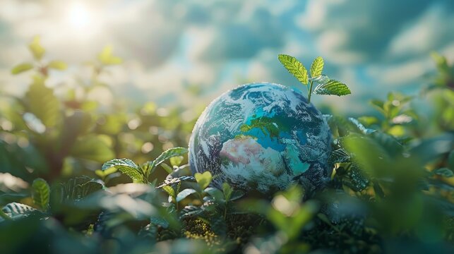 An eco concept featuring planet Earth and nature elements