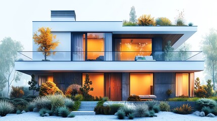 Illustration of AIpowered smart homes that optimize energy usage, ecofriendly tech - obrazy, fototapety, plakaty
