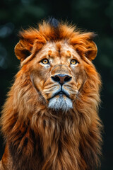 Close up of lion with long hair.