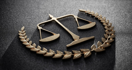Golden Scales of Justice: Symbolizing Law and Order. Legal System concept