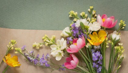 Blooming Beauty: World of Spring Flowers on Paper Background"