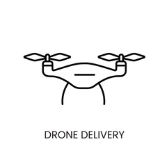 Delivery drone, vector line icon with editable stroke