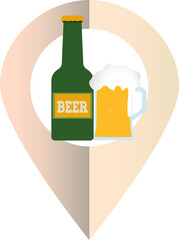 map pin point location icon, beer bar sign icon