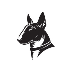 Obraz premium Black Vector Silhouette of a Bull Terrier, Emblem of Loyalty and Strength- Black Bull Terrier vector