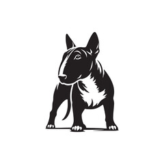 Black Vector Silhouette of a Bull Terrier, Emblem of Loyalty and Strength- Black Bull Terrier vector