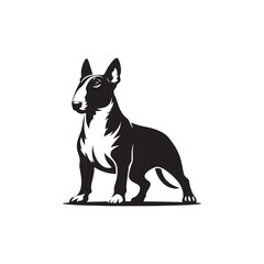 Black Vector Silhouette of a Bull Terrier, Emblem of Loyalty and Strength- Black Bull Terrier vector