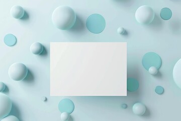 Abstract background with blue balls and blank card.