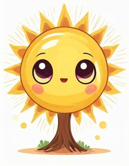 abstrakte Illustration von einem Baum mit Sonne als Baumkrone