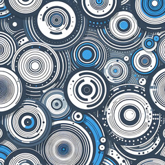 Fototapeta na wymiar pattern design with blue or white concentric circles on a gray background. Simple pattern design. 