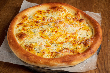 italian pizza on the wooden background