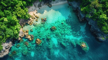 Fototapeta na wymiar Elevate your perspective to witness the untamed beauty of a tropical paradise, drone view