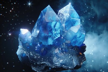 Obraz premium Beautiful blue crystal in space