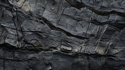 Dark gray rock or stone texture with cracks abstract background. Mountain surface close up. - obrazy, fototapety, plakaty