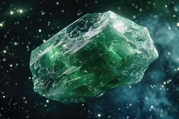Obraz premium Beautiful green crystal in space