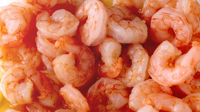 Boiled shrimp close-up, king prawns background picture close-up.