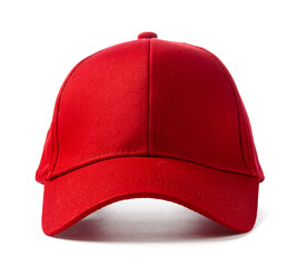 Red Baseball Cap on White Background