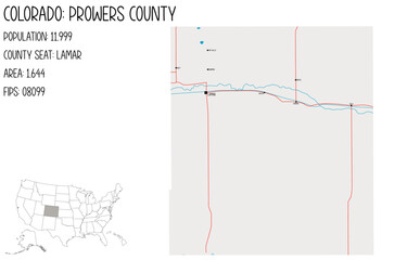 Large and detailed map of Prowers County in Colorado, USA.