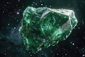 Obraz premium Beautiful green crystal in space